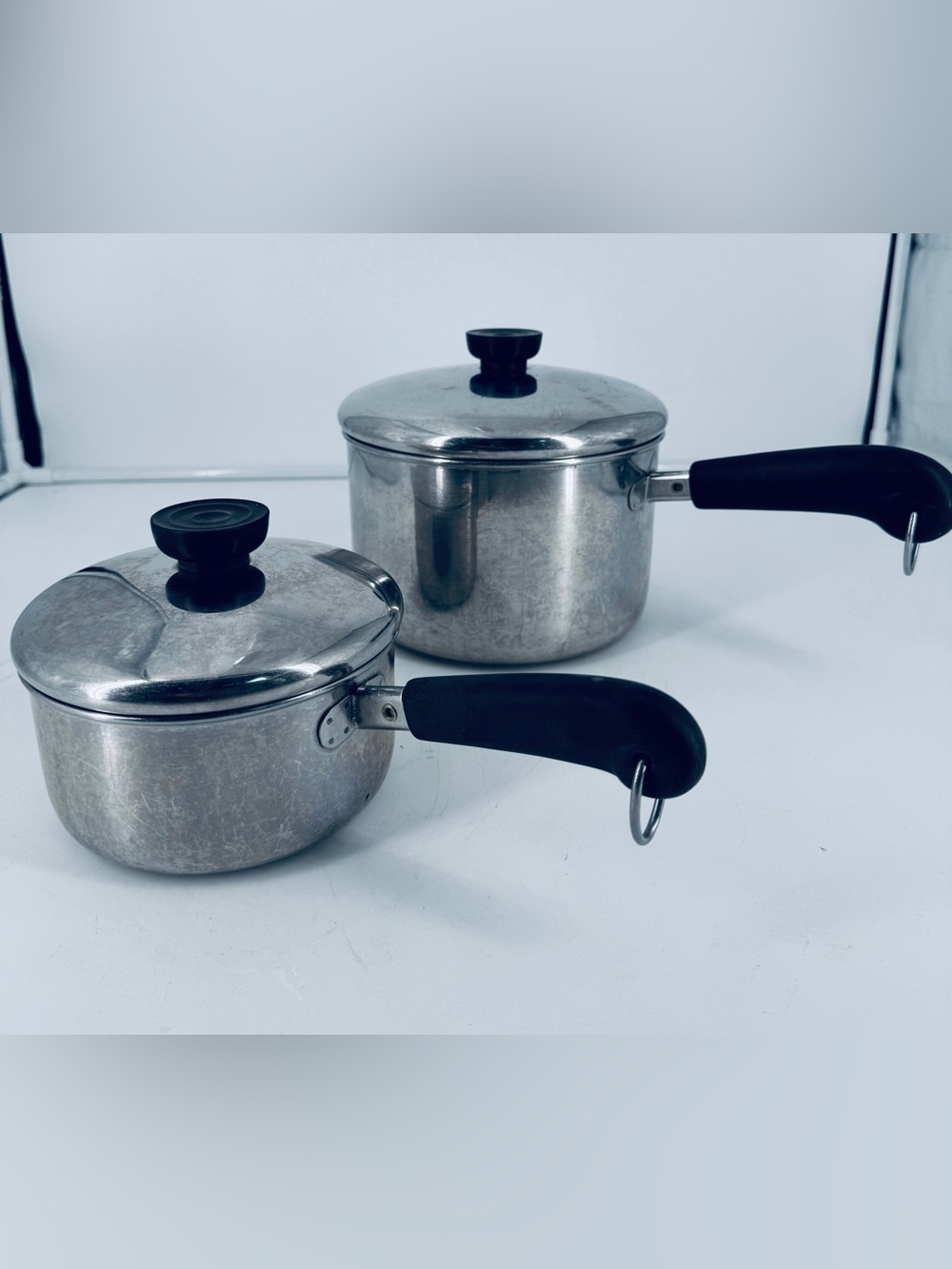 Revere Ware 2 Stainless Steel Tri-Ply Pans 1 Quart & 2 Quart Saucepan Cookware